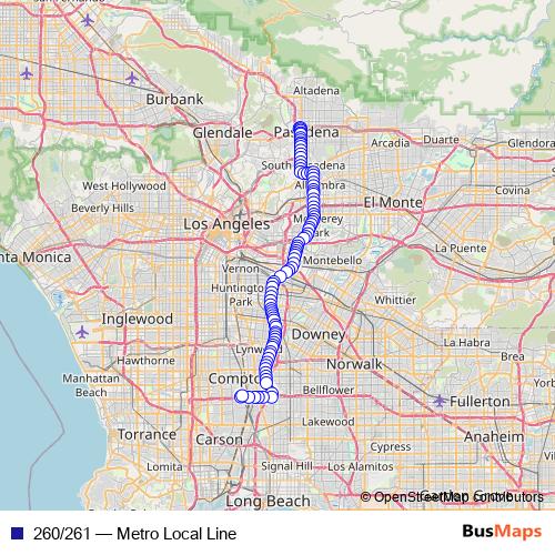 260/261 bus Line Map
