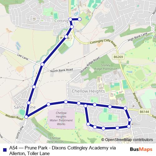 A54 bus Line Map