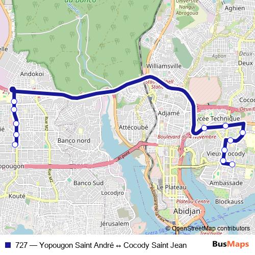 727 bus Line Map