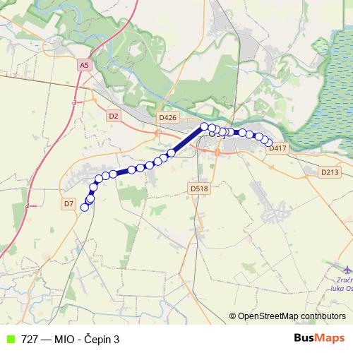 727 bus Line Map