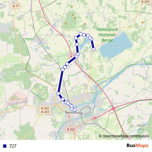 727 bus Line Map