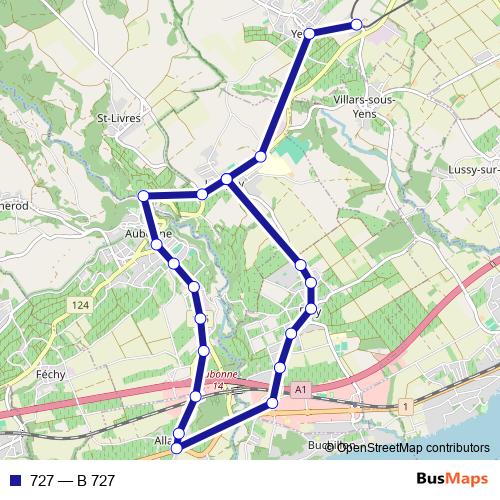 727 bus Line Map