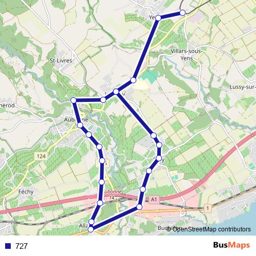727 bus Line Map