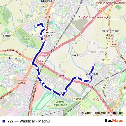 727 bus Line Map