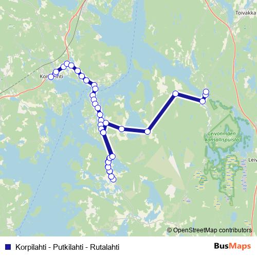Korpilahti - Putkilahti - Rutalahti bus Line Map