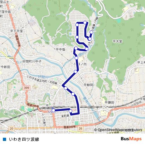 Iwaki Yotsunami Line bus Line Map