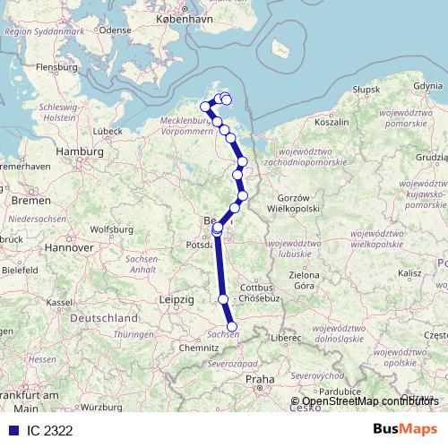 IC 2322 rail Line Map