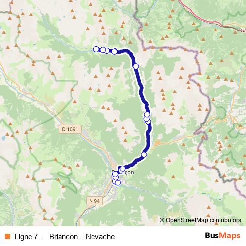 Ligne 7 bus Line Map