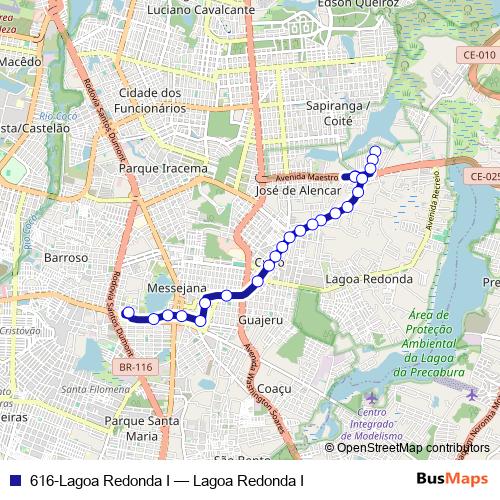 616-Lagoa Redonda I bus Line Map