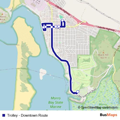 Trolley - Downtown Route bus Line Map