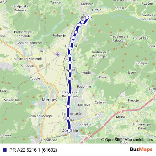 PR A22 5216 1 (61692) bus Line Map