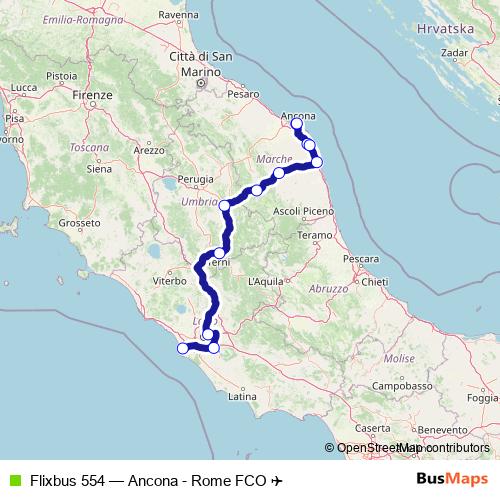 Flixbus 554 bus Line Map