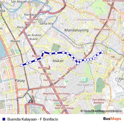 Buendia Kalayaan - F Bonifacio bus Line Map