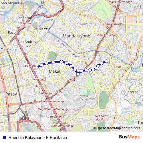 Buendia Kalayaan - F Bonifacio bus Line Map