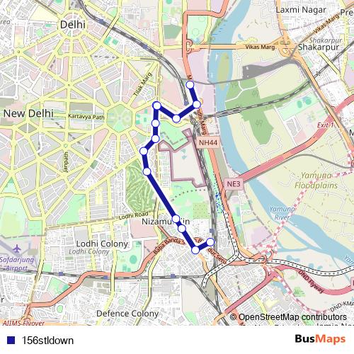 156stldown bus Line Map