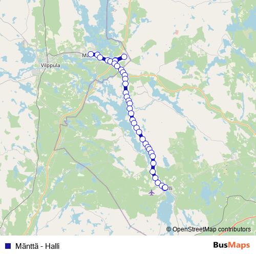 Mänttä - Halli bus Line Map