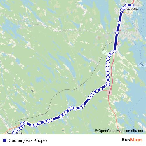 Suonenjoki - Kuopio bus Line Map