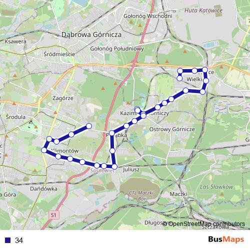 34 bus Line Map