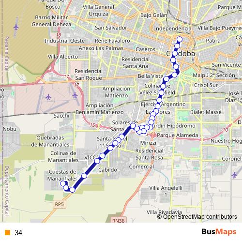 34 bus Line Map