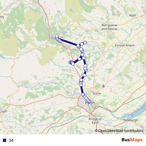 34 bus Line Map