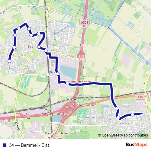 34 bus Line Map