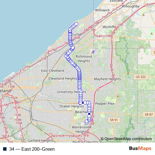 34 bus Line Map