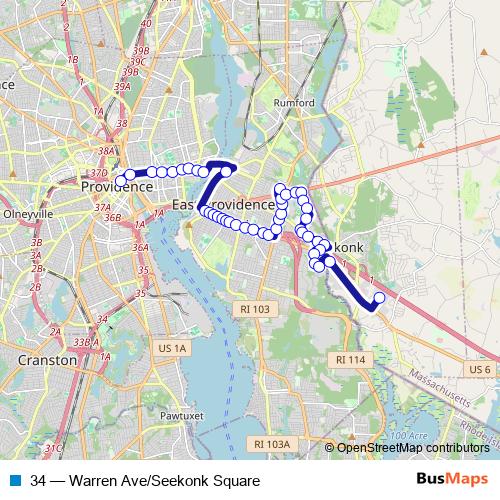 34 bus Line Map