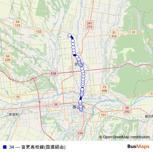 34 bus Line Map