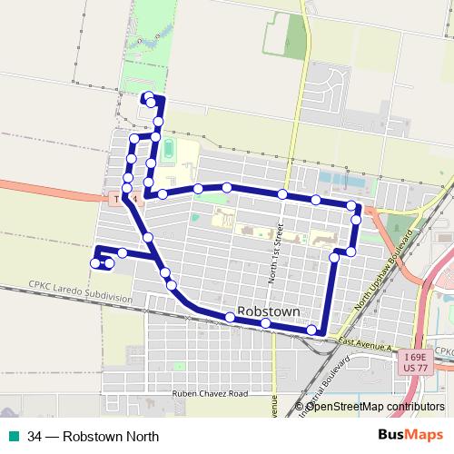 34 bus Line Map