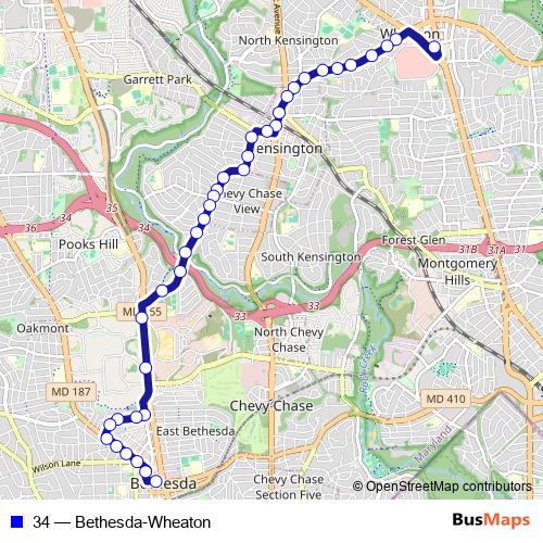 34 bus Line Map