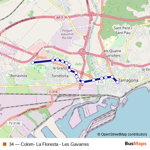 34 bus Line Map