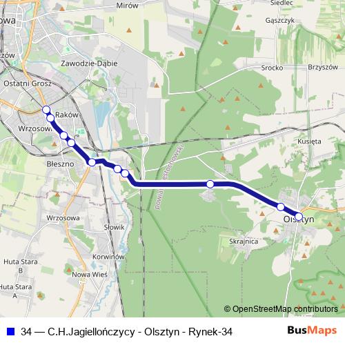 34 bus Line Map