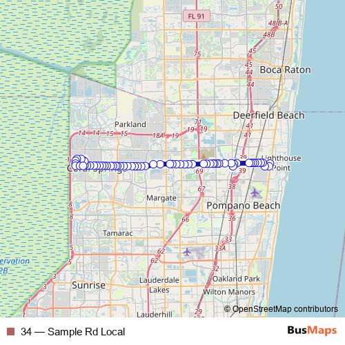 34 bus Line Map