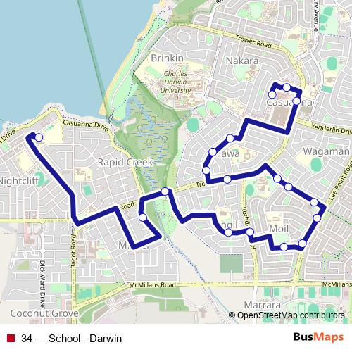 34 bus Line Map