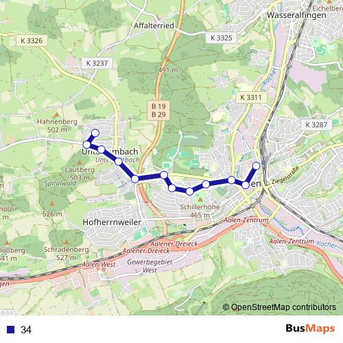 34 bus Line Map
