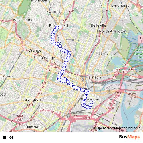 34 bus Line Map