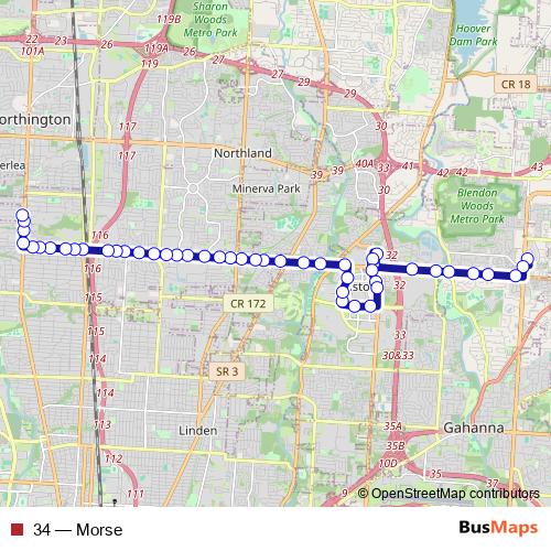 34 bus Line Map