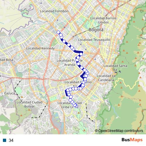 34 bus Line Map