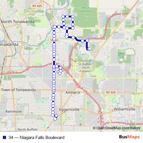 34 bus Line Map