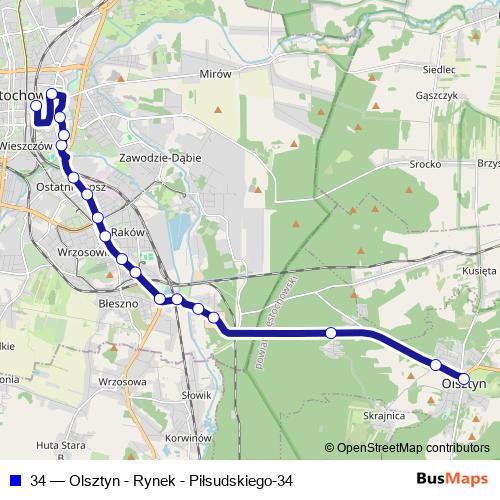 34 bus Line Map