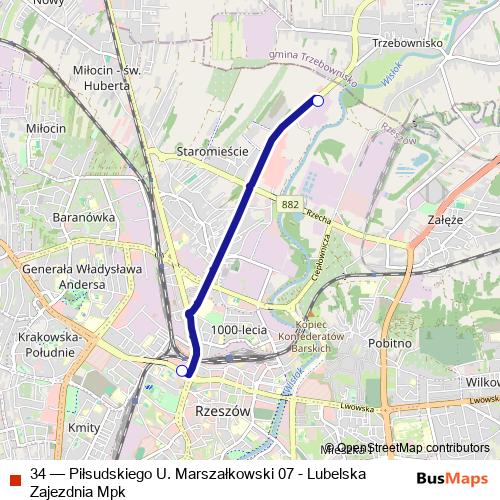 34 bus Line Map