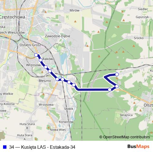 34 bus Line Map