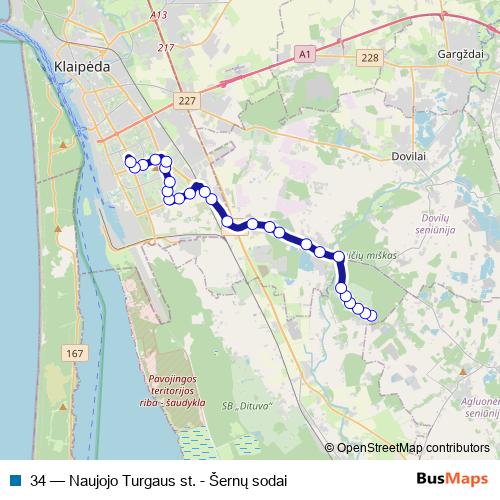 34 bus Line Map