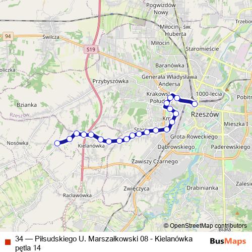 34 bus Line Map