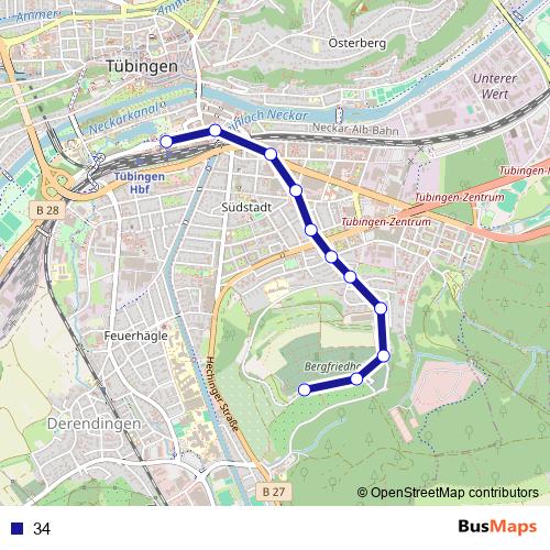 34 bus Line Map
