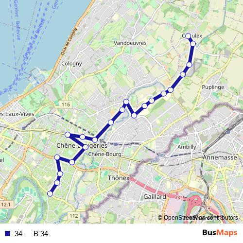 34 bus Line Map