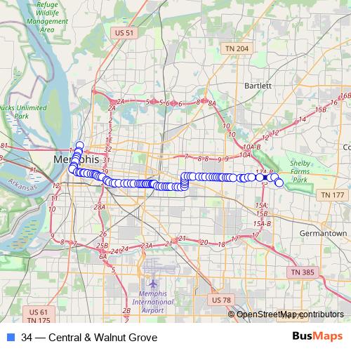 34 bus Line Map