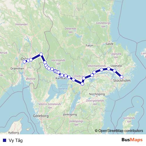 Vy Tåg rail Line Map