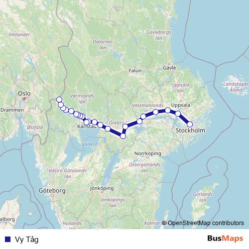 Vy Tåg rail Line Map