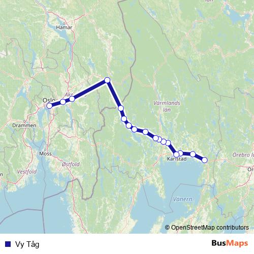 Vy Tåg rail Line Map